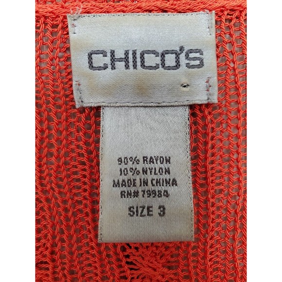 Chico's Orange Open Front Cable Knit Cardigan Size 3 XL - Picture 3 of 7